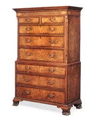 George III tallboy, konec 18. století (jilm a intarzie)