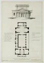 Půdorys Dolní sněmovny, Bath, vyrytý Charles Hullmandel (1789-1850)