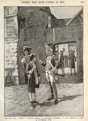 Hannah Snell, narukující do armády krále Jiřího II., ilustrace z 