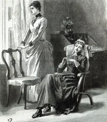 "Dal ti Harry prsten?" zeptala se náhle Letty, kapitola XXV: z knihy Leslieho Keitha "Great-Grandmamma Severan", vydané v časopise "Leisure Hour", 1888.