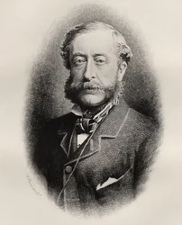 Henry Howard Molyneux Herbert, 4. hrabě z Carnarvonu, vyryl C. Laurie, z „Dějiny svobodného zednářství, svazek I“, vydané Thomasem C. Jackem, Londýn, 1883