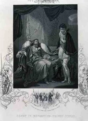 Henry IV kárání prince Jindřicha, od Jindřicha IV od Williama Shakespeara (1564-1616) (rytina)
