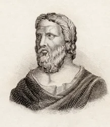 Hérakleitos z Efesu, z „Crabbes Historical Dictionary“, vydaného roku 1825