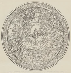 Homeric Table, the Shield of Achilles, navržený Johnem Henningem, Junior, Esquire (rytina)