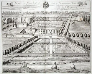 Ingries at Greenhith, the Seat of Jonathan Smith, vyryl I. Kip (rytina)