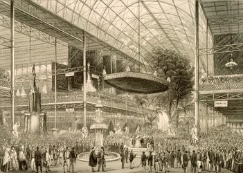 Interiér Velké výstavy, velké státní otevření 1. května 1851