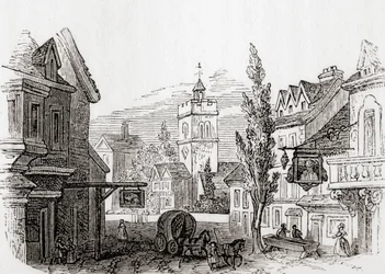 Islington, Velký Londýn, Anglie v roce 1760, ze staré Anglie: Obrazové muzeum, hospoda. 1847