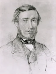 John Tyndall (1820-93) (uhlí zvýrazněné bílou na papíře)