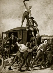 John Wilkes propuštěn londýnským davem, 1768, ilustrace z Hutchinsonovy Historie britského národa, cca 1923