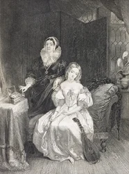 Julie a její chůva, z knihy "Galerie historických portrétů", vydané kolem roku 1880