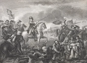 Král William III v bitvě u Boyne, 1690, z „Galerie historických portrétů“, publikované kolem roku 1880