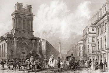 King William Street a St Mary Woolnoth, Londýn, Anglie