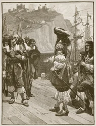 Vylodění Karla II. v Doveru, 26. května 1660, ilustrace z Cassells Illustrated History of England (sépiová fotografie)