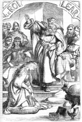 Le Roi Lear - (Král Lear) - Ilustrace v "" Práce dokončené Williamem Shakespearem"" 1866 - Ilustrace a obecná forma tohoto vydání jsou vypůjčeny z Cassellova ilustrovaného Shakespeara, vydaného v Londýně