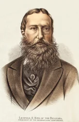 Leopold II., král Belgičanů, ilustrace z Obrazového vydání života a objevů Davida Livingstona od J. Ewinga Richieho, nakl. od A. Fullarton & Co., 1876