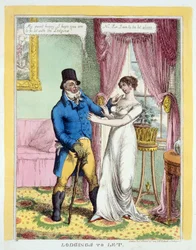 Ubytování k pronájmu, hospoda. 1814 (ručně kolorovaná rytina)