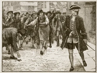 Lord Bute a Londýňané, 1763, ilustrace z Cassells Illustrated History of England (sépiová fotografie)