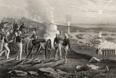 Major Eyre, který v roce 1857 vyhnal rebely z Oude z Allahabadu, z „Historie indické vzpoury“ vydané v roce 1858