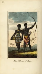 Muž a žena z Jagga, z království Monoemugi a Caffraria, Afrika