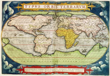 Mapa plavby Sira Francise Drakea (asi 1540-96) kolem světa, vyryl Frans Hogenburg (1535-90)