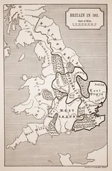 Mapa Británie v roce 593, vytištěná Stanfords Geographical Establishment