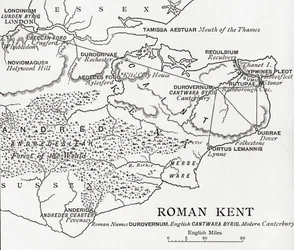 Mapa Romana Kenta, Anglie, z „Krátké historie anglického lidu“ od J. R. Greena, vydané v roce 1893