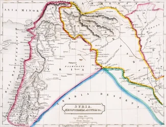 Mapa Sýrie, Mezopotámie, Asýrie atd. z Butlerova díla The Atlas of Ancient Geography, vydaného v Londýně, kolem roku 1829