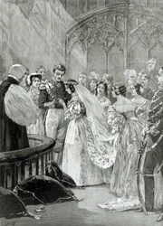 Sňatek královny Viktorie (1819-1901) a prince Alberta (1819-61) v paláci sv. Jakuba 10. února 1840, vydáno v roce 1887