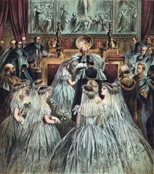 Sňatek prince z Walesu (který se stal anglickým králem Edwardem VII.) (1841-1910) s Alexandrou Dánskou (Alexandra Caroline Marie Charlotte Louise Julie ze Schleswig-Holstein-Sonderburg-Glucksbourg (Schleswig Holstein Sonderburg Glucksbourg) (1844-19