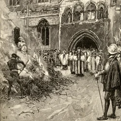 Mučednictví Johna Hoopera (asi 1495-1555) v Gloucesteru