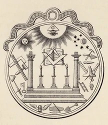 Zednářská pečeť, z „The History of Freemasonry, svazek III“, vydal Thomas C. Jack, Londýn, 1883