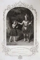 Slečna Julia Harland a slečna Conquest jako Oberon a Puk, II. dějství, 2. scéna 