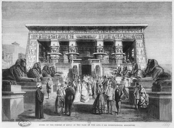 Model chrámu v Edfu na Světové výstavě na Champ-deMars v Paříži, 16. listopadu 1867