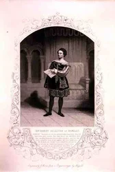 Pan Barry Sullivan jako Hamlet, II. dějství, 2. scéna, ve hře Williama Shakespeara (1564-1616), rytina od J. Moorea, podle daguerrotypie J.P. Mayalla (1810-1901)