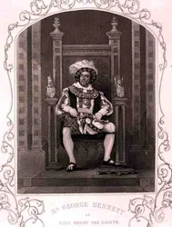 Pan George Bennett jako král Jindřich Osmý ve hře Williama Shakespeara (1564-1616) (rytina)