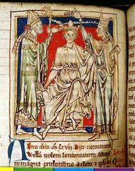 Ms 6712 (A.6.89) fol.123v Vilém I. (1028-87) Dobyvatel, miniatura z Flores Historiarum, Matthew Paris, 1250-52