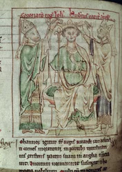 Ms 6712 (A.6.89) fol.144v King John (1167-1216), miniatura z Flores Historiarum, od Matthew Paris, 1250-52