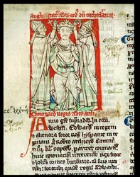 Ms 6712 (A.6.89) fol.247v Edward I (1239-1307), miniatura z Flores Historiarum, od Matthew Paris, 1250-52