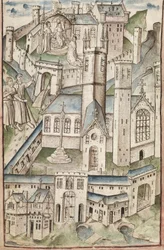 Paní Nová Coll 288, f4v. (Chaundlerův rukopis), Život Williama z Wykehamu od Thomase Chaundlera (pero, inkoust a tempera na pergamenu)