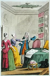 Nan Holland a Tristram Savage okrádají Dr. Trottera v Moorfields, ilustrace z „Lives and Adventures of the Most Celebrated Highwaymen and Street Robbers...“, vydáno 1822