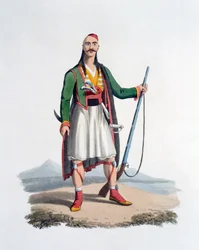 Důstojník Spahis, 1818 (barevná akvatinta)