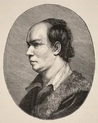 Oliver Goldsmith, ilustrace z knihy The Church of England: Spence-Jones, vyd. cca 1910 (sépiová fotografie).