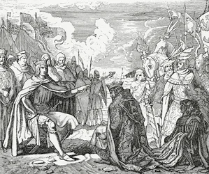 Otakar II. vzdává hold Rudolfu I., králi německému v roce 1276, 1882