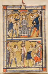 Stránka z žaltáře, asi 1270 (tempera na pergamenu)