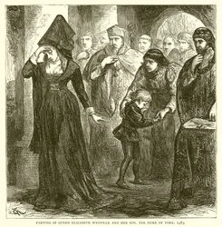 Rozloučení královny Alžběty Wydville a jejího syna, vévody z Yorku, 1483