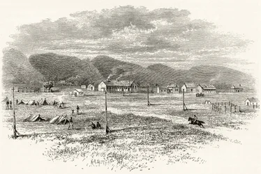 Peake Overland Telegraph Station, Jižní Austrálie, kolem roku 1880, z 