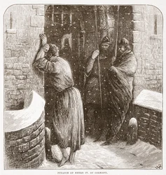 Pokání německého Jindřicha IV., ilustrace z Dějin protestantismu od Jamese Aitkena Wylie (1808-1890), pub. 1878