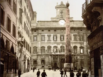 Piazza di Monte Citorio, Řím (ručně kolorovaná fotografie)