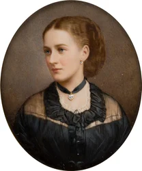 Portrét lady Idy Lumleyové, vikomtesy Newportové 1870, poté hraběnky z Bradfordu (1848-1936), kolem 1868-1936 (ručně tónovaná fotografie)