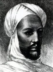 Portrét Muhammada Ahmada (1844-1885), známého jako Mahdí, vůdce dervišů ve válce proti Britům v roce 1884, koloniální války, Súdán